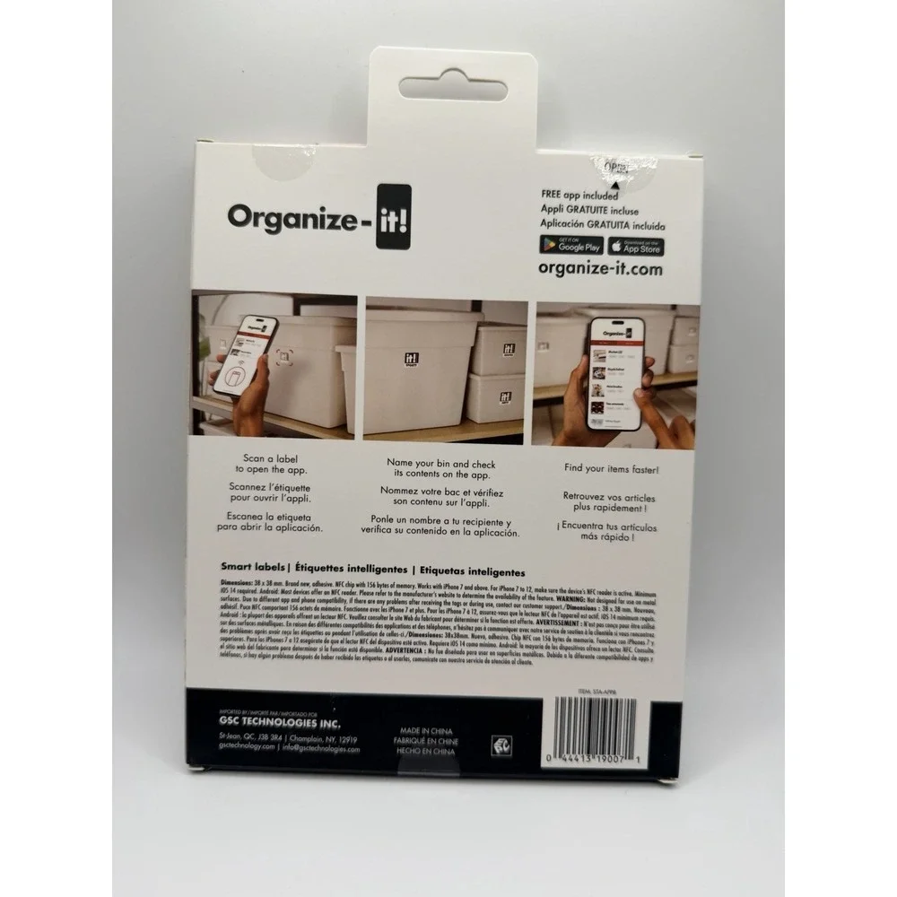 8x Organize-It Smart Label Utility Storage Organizer Tags Scan & Track App (A‎